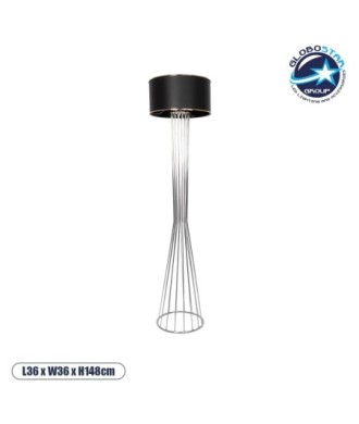 GLOBOSTAR® NOVA 201-0039 Μοντέρνο Επιδαπέδιο Φωτιστικό με Ντουί 1 x E27 AC 220-240V IP20 - Ασημί & Μαύρο - Μ36 x Π36 x Υ148cm